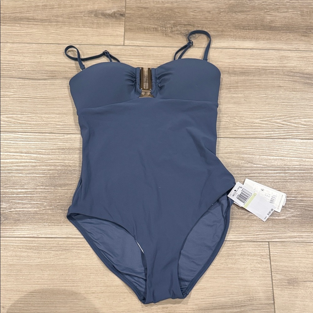 Classic Navy One-Piece Swimsuit with Removable Straps